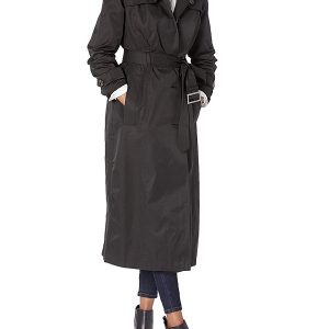 A Women Wearing Single Breasted Long Trench Coat