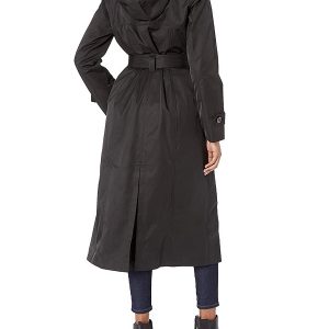 A Women Wearing Black Long Hooded Coat