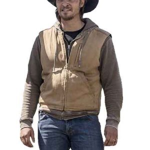 Actor Luke Grimes Wearing Brown Vest In Yellowstone as Kayce Dutton