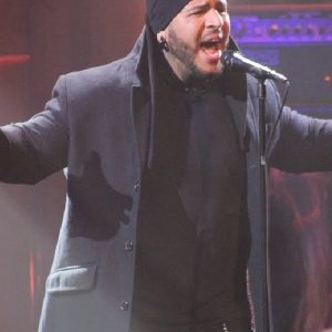 Tommy Vext Wearing Black Wool Coat In Bad Wolves Show - filmstarjacket