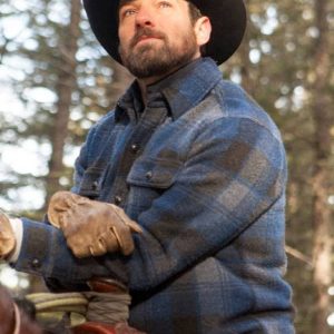 Ian Bohen Yellowstone Ryan Blue flannel fabric Jacket