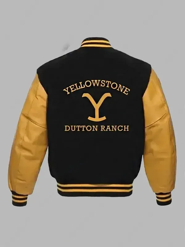 Yellowstone Dutton Ranch Black Yellow Varsity Bomber Jacket