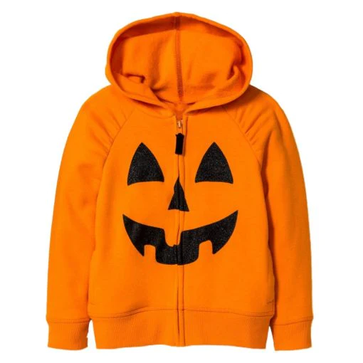 Halloween Pumpkin Orange Bomber Hooded Jacket