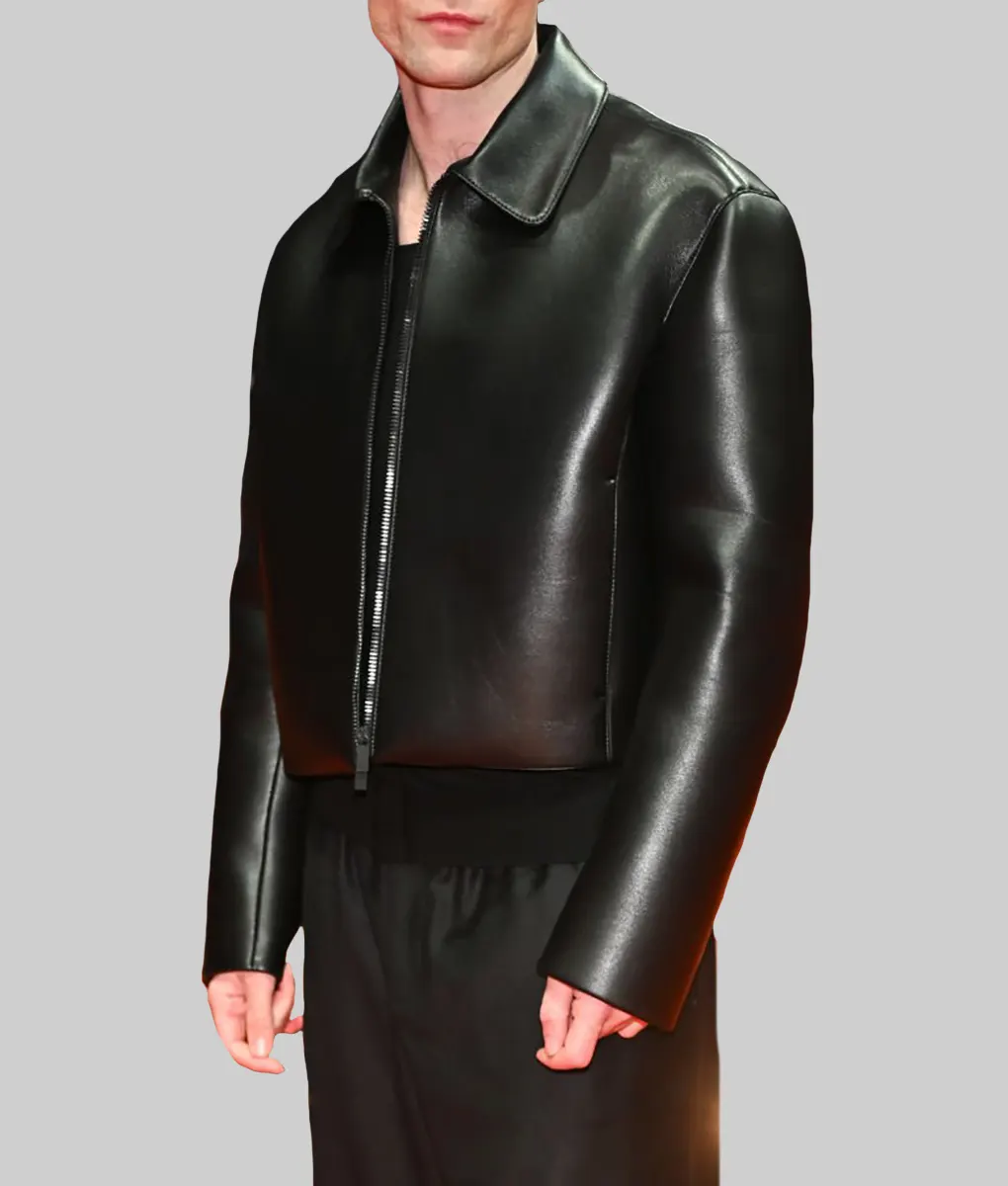 Mickey 17 Premiere Robert Pattinson Black Leather Jacket