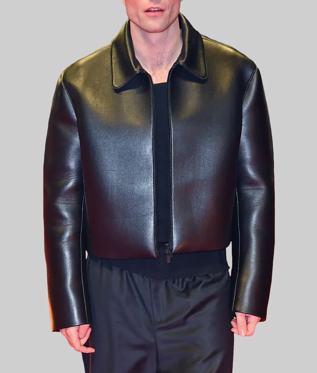 Mickey 17 Premiere Robert Pattinson Black Leather Jacket