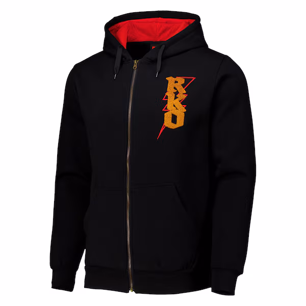 Men's Black Randy Orton Strike First Bolt Chenille Full-Zip Hoodie