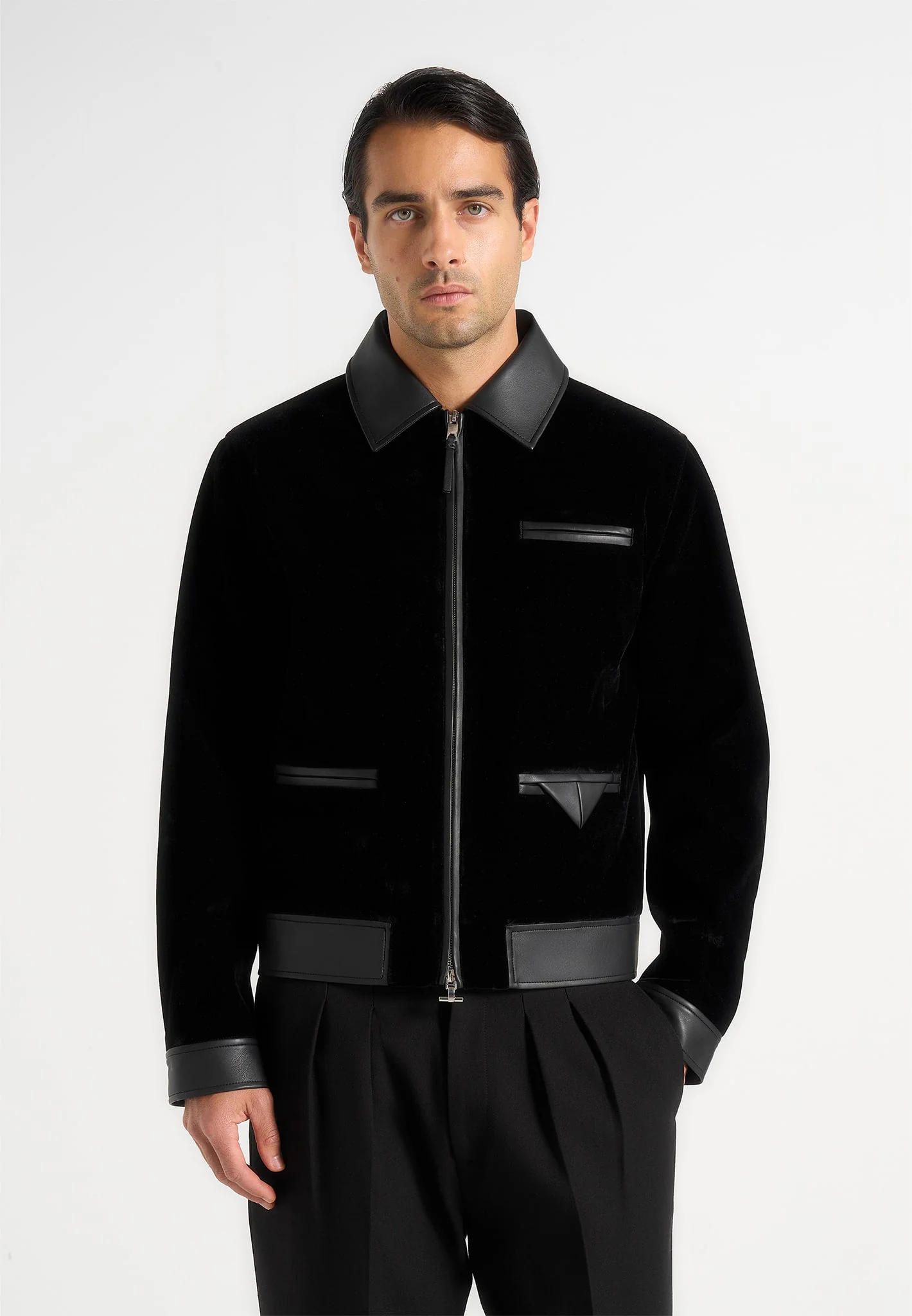Velvet & Leather Contrast Jacket