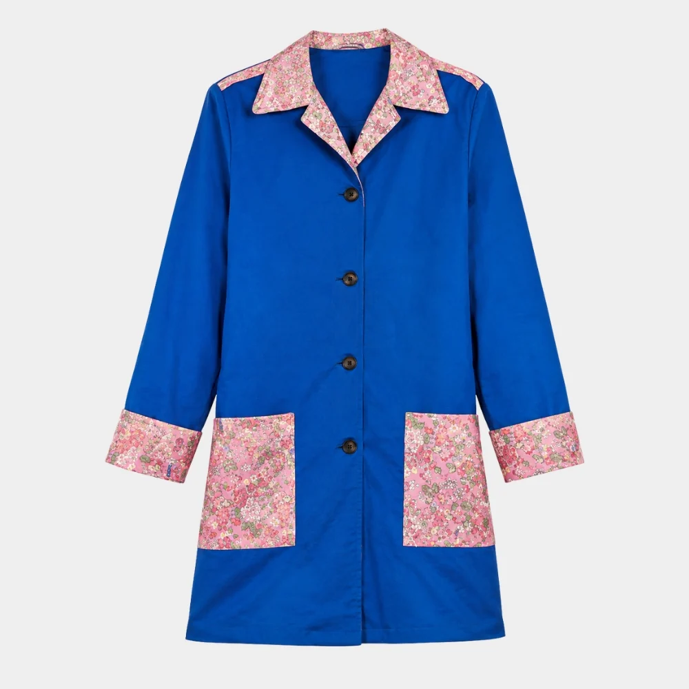 Anne Hathaway Blue Cotton Coat